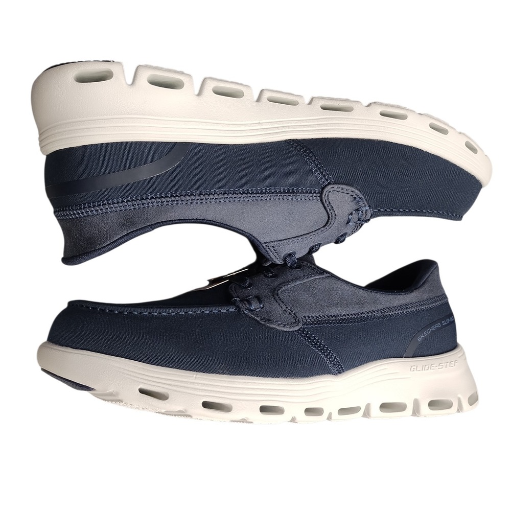 Skechers Hands Free Slip-ins Casual Shoes Womens US 9 Blue White Comfort Moc Toe